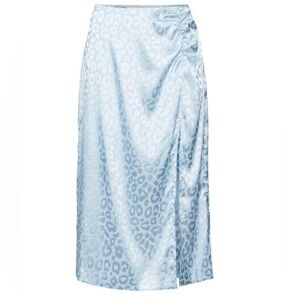 ASOS NWT Something New Mia Blue Topaz Leopard Print Midi Skirt